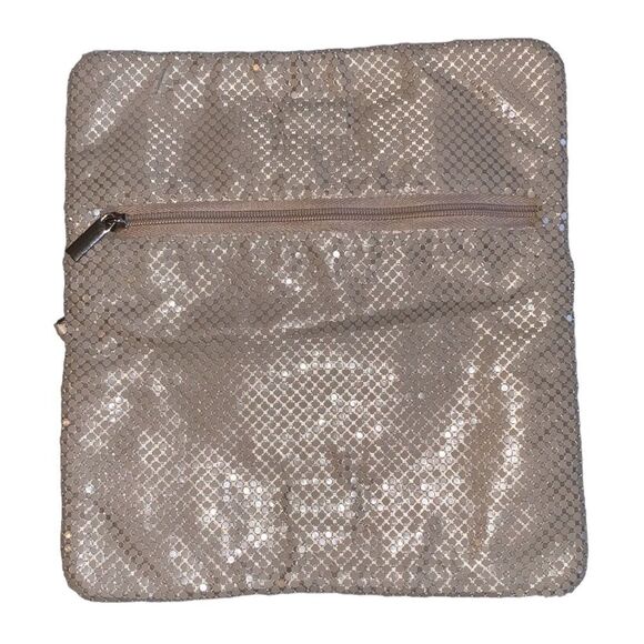 GLINT Beige Mesh Evening Bag Clutch Flap Front Wristlet - Picture 3 of 6